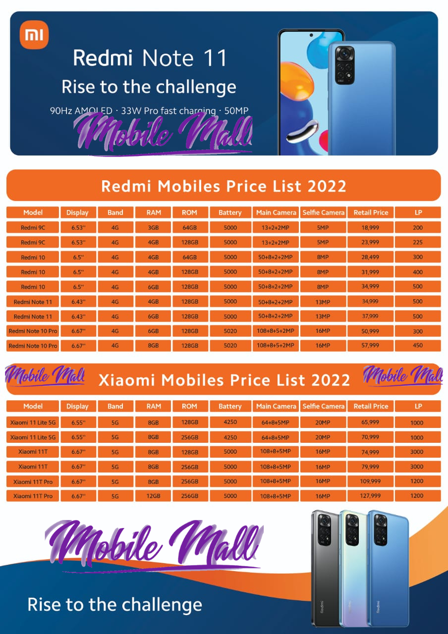 Xiaomi Dealer Price List - March 2022
