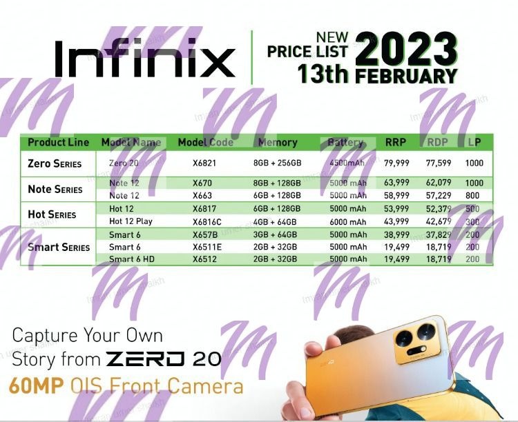 Infinix Dealer Price List - February 2023
