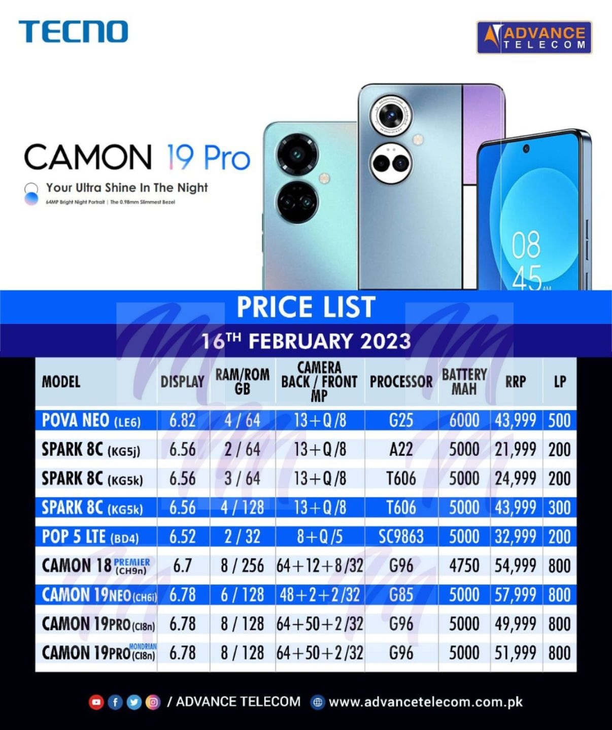 Tecno Dealer Price List - February 2023