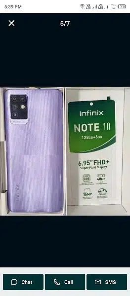 Infinix note 10 with box 6/128