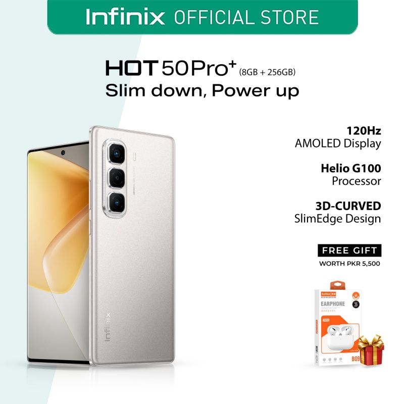 Infinix Hot 50 Pro+ (8GB/256GB) With Free Gifts of Beltou Earpods B09